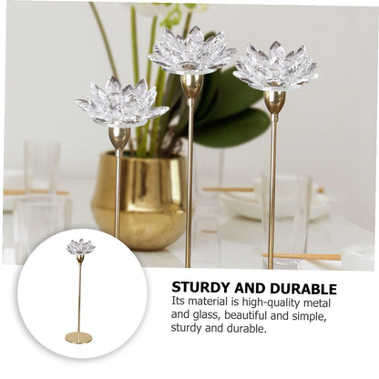 FOMIYES Metal Candlestick Holder Crystal Lotus Candleholder Small Size Simple Decorative Candle Stand Wedding Candlelight Dinner Ornament