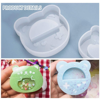 FineInno 10 PCS Kawaii Resin Shaker Mold Animal Resin Molds for Epoxy, with Bear, Lamb,Chick,Beer Mug Shape Molds for Pendant Art Craft DIY