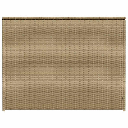 GKHPYURE Mix Beige Poly Rattan Patio Storage Box 259.9 Gal, Waterproof Bag for Cushions, Gas Springs Lid, Powder-Coated Steel Frame