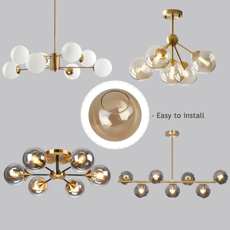 Lighting Replacement Glass Globe Shade,Amber Lampshade Glass Accessories For Pendant Lights, Wall Lights, And Ceiling Lights,5.9” Diameter, 2.64" Opening Diameter((Amber, 5.9")