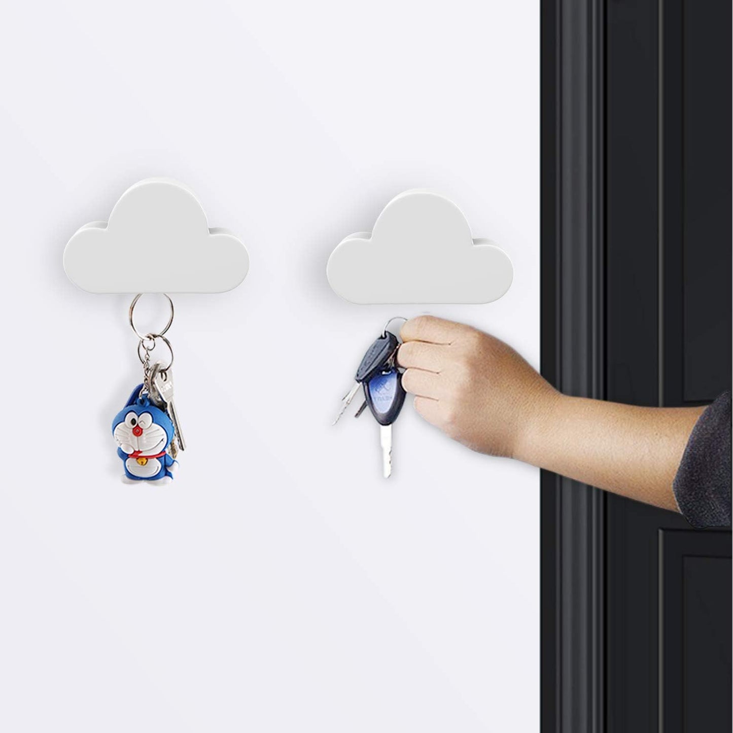 MoKo Magnetic Key Holder, [2 Pack] Magnetic Key Rack Organizer with Adhesive Key Ring Holder