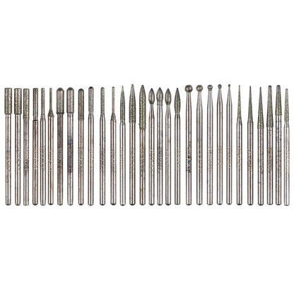 Yakamoz 30Pcs 2.35mm Shank Titanium-Coated Diamond Burrs Set Rotary File Burs Accessories Kit for Rotary Grinder Tools Grinding Polishing Carving Stone Jewelry Glass Ceramics