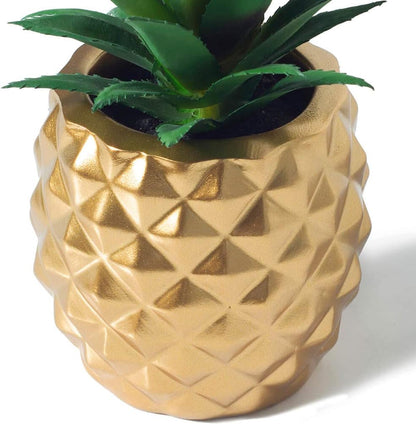 Artificial Succulent Pineapple Room Decor - House Greenery for Hotel, Restaurant, Home Office Kitchen Table (01 Gold)