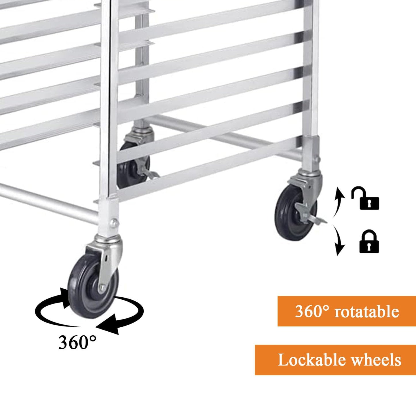 Zocgioe Bun Pan Rack, 10/20-Tier Commercial Bakery Racks with Brake Wheels, Bakery Rack, Aluminum Racking Trolley Storage, for Kitchen, Restaurant, Cafeteria, Pizzeria,20Tier