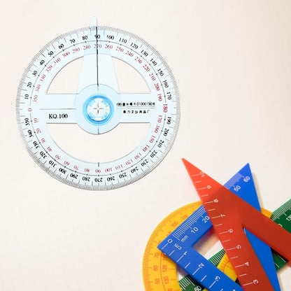iplusmile 10 Pcs 360 Degree Circle Protractor with Swing Arm 4 Inch Plastic Angle Finder Measuring Ruler for School Geometry Drafting and Woodworking Classroom Bulk Sky Blue