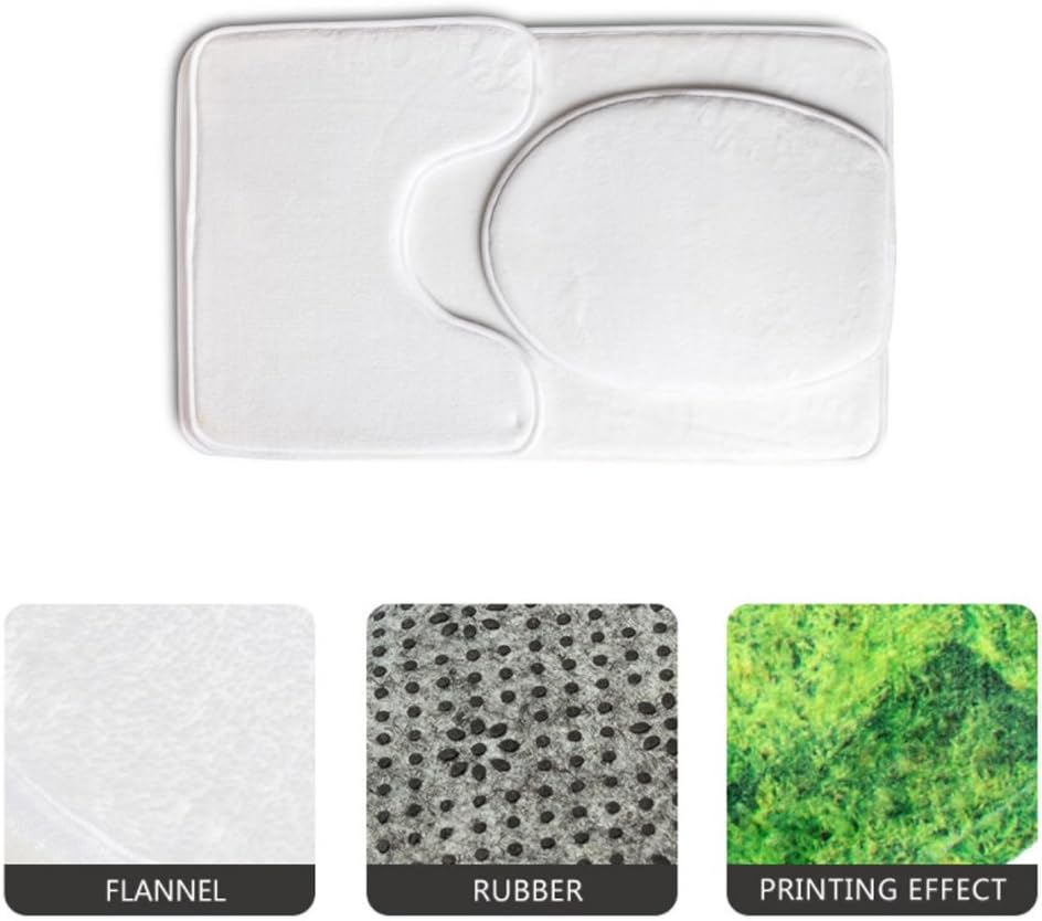 UNICEU 3 Piece Bathroom Rug Set, Grey White Marble, Machine Washable, Non Slip Microfiber