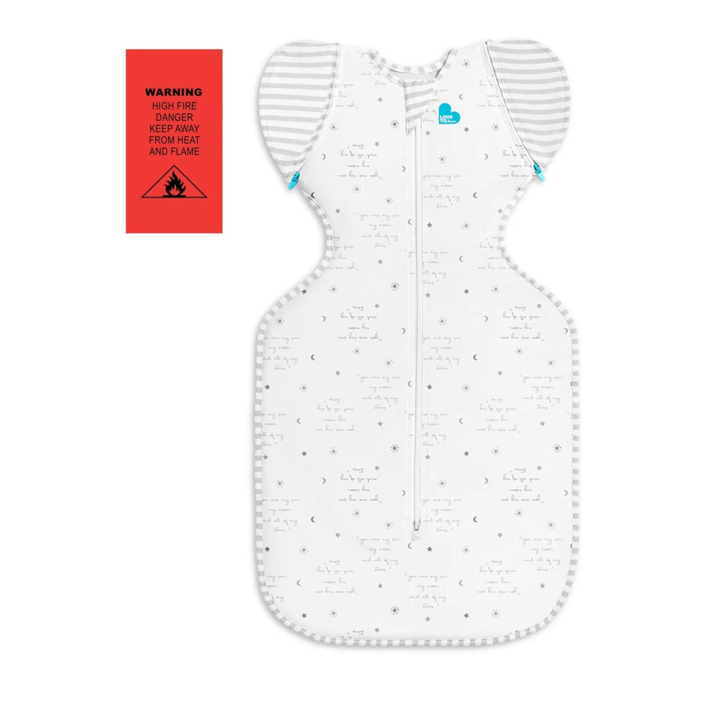 Love to Dream Swaddle Up Transition Bag - Arms Up Position - Light and Ultra Breathable Cotton, Twin Zip - Zip Off Wings - Spring, Summer - Sleep Bag - 0.2TOG - You are My Grey, Medium