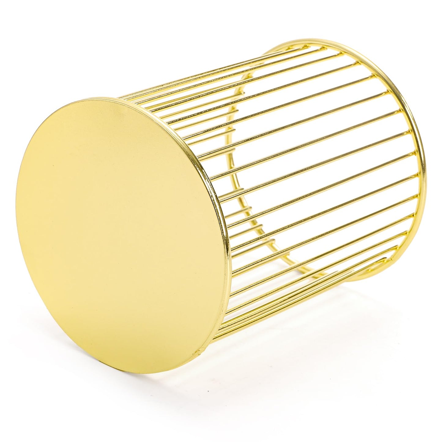 Yopay 4 Pack Gold Pencil Holder, Metal Pen Cup Makeup Brush Holder for Desk, Round Wire Mesh Desktop Organizer for Office School Home Vanity, Aesthetic Cylindrical Storage Organizer for Art Supplies