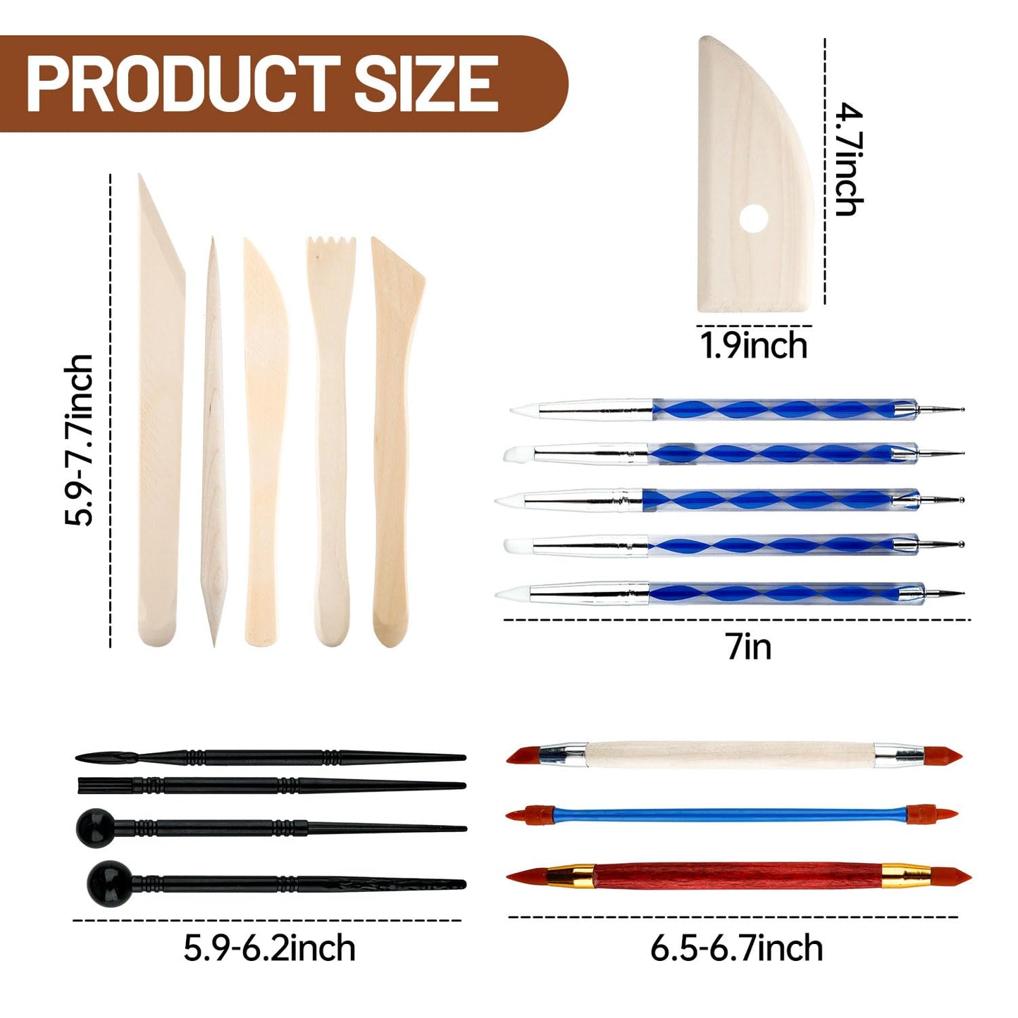60 PCS Clay Tools Kit Pottery Sculpting Tools Set for Sculpting Modeling Trimming Molding Shaping, Polymer Clay Tools Kit for Adults Students Beginners Pros