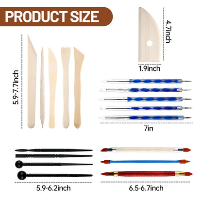 60 PCS Clay Tools Kit Pottery Sculpting Tools Set for Sculpting Modeling Trimming Molding Shaping, Polymer Clay Tools Kit for Adults Students Beginners Pros