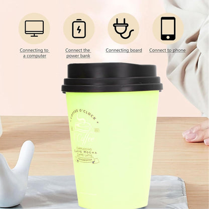USB Humidifier Mini Desktop 300ml Car Humidifier Coffee Cup Shape for Home Outing (Green)
