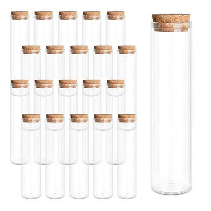 21-Pack 0.74 oz (22 ml) Glass Bottles & Test Tubes with Cork Stoppers – for Spell Jars, Spice Storage, DIY Favors, Travel Memories, Plant Propagation – Empty Recyclable Containers for Crafts, Kitchen