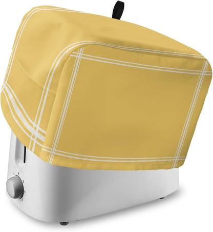 Pure Yellow Toaster Cover 4 Slice, Large Kitchen Appliance Dust Cover with Loop for Bread Machine Protection