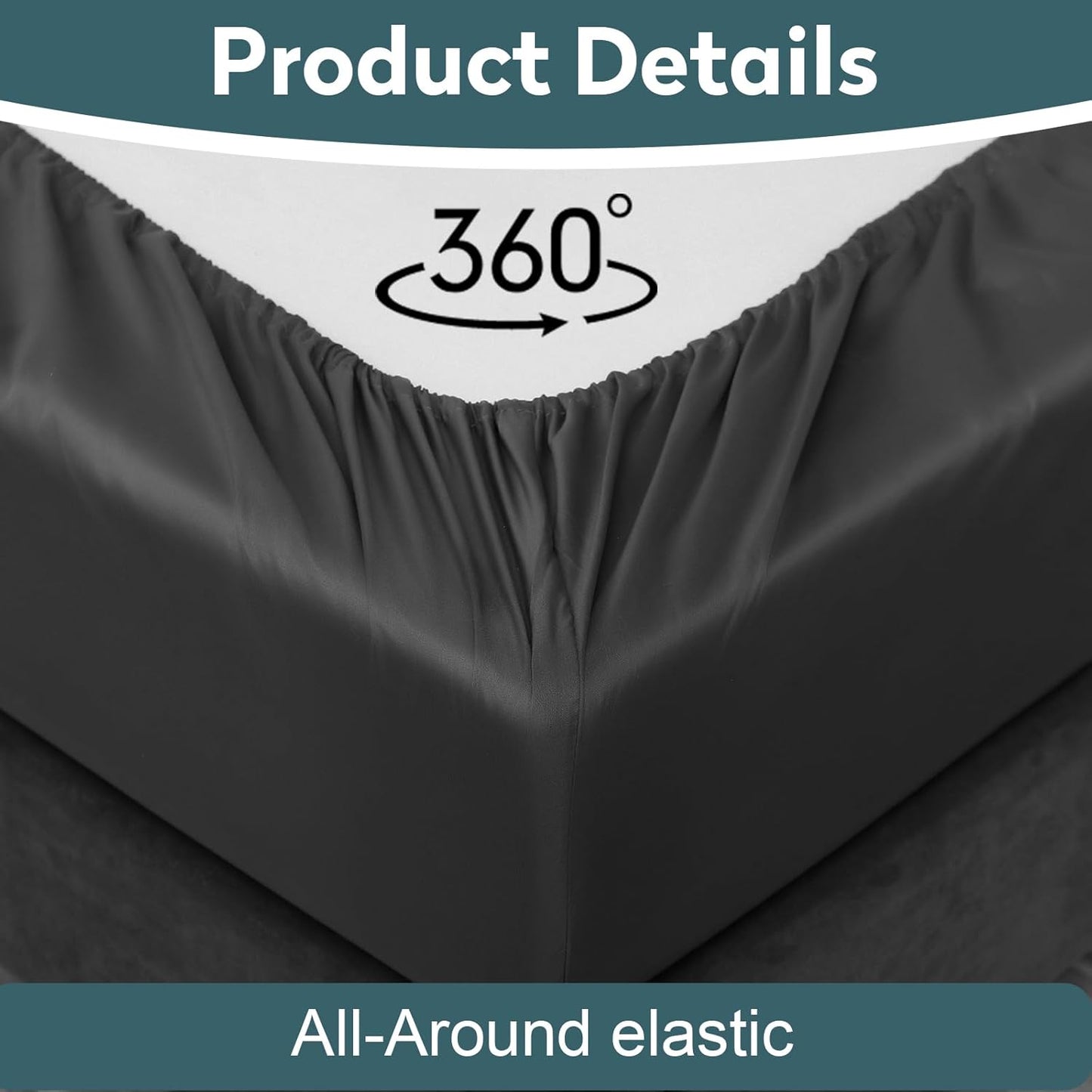 Toodou Soft Brushed Microfiber Black Twin Size Fitted Sheet, Comfortable and Durable Mattress Cover