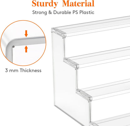 Lifewit 4 Tier Clear Display Risers Stand, Plastic Risers for Display, Organizer for Figures, Cupcake, Dessert, Desktop