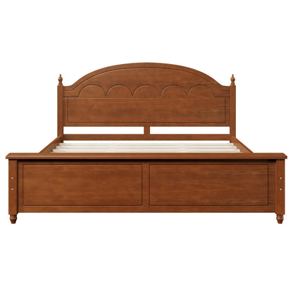 Merax King Platform Bed Frame with Elegant Arched Headboard, Solid Wood Construction, Timeless Classic Design, Strong Support, Easy Assembly, Oak Finish