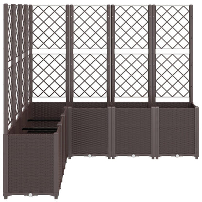 hliofuir Garden Planter with Trellis 63"x63"x55" Brown Modular Raised Planter Box UV Stable Polypropylene for Climbing Plants, Outdoor Garden Bed Patio Balcony