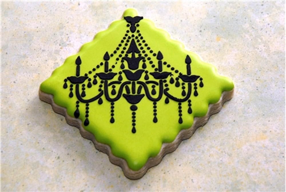 Designer Stencils Chandelier Stencil Set, Cake and Cookie Stencils, Beige/Semi-Transparent