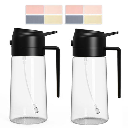 With Stickers 16oz Olive Oil Sprayer for Cooking - 2 in 1 Spray & Pour Olive Oil Dispenser - 470ml Glass Spray Oil Bottle - Kitchen Gadgets