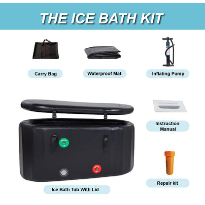 TrekFree Oval Ice Bath Tub for Athletes – Portable Cold Immersion Tub with Insulated Lid, Suitable for Indoor & Outdoor Use,Insulated Inflatable Ice Bath Designed for Cold Plunges and Adult Bathing