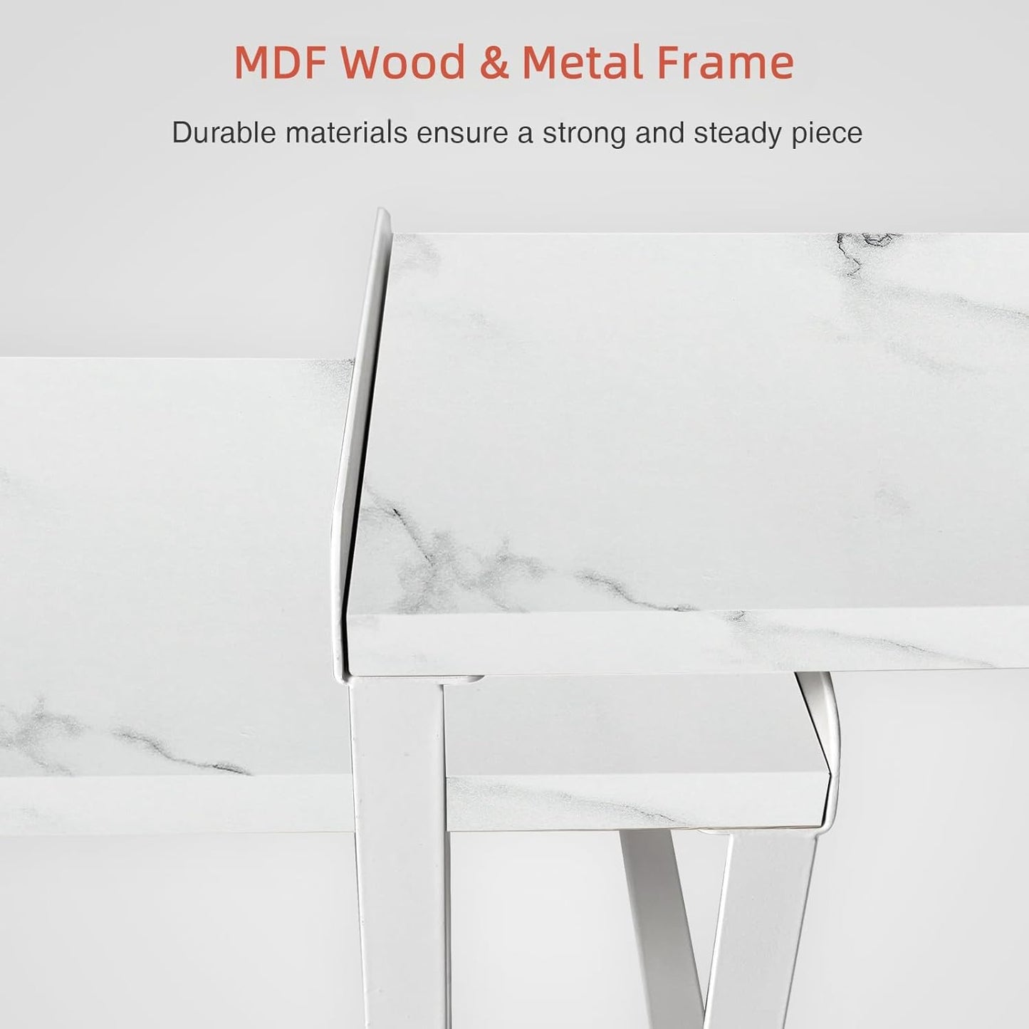 White Marble Kitchen Counter Shelf Organizer, Set of 4 Stackable 2 Tier Risers for Books, Monitor, Cabinet Space