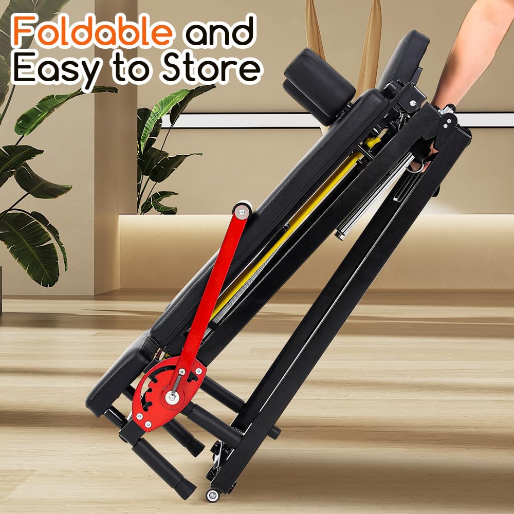 Home Gym Pilates Reformer Machine, Quick-Assembly Foldable Pilates Reformer, Up to 330lbs Weight Capacity, Pilates Equipment with Adjustable Resistance