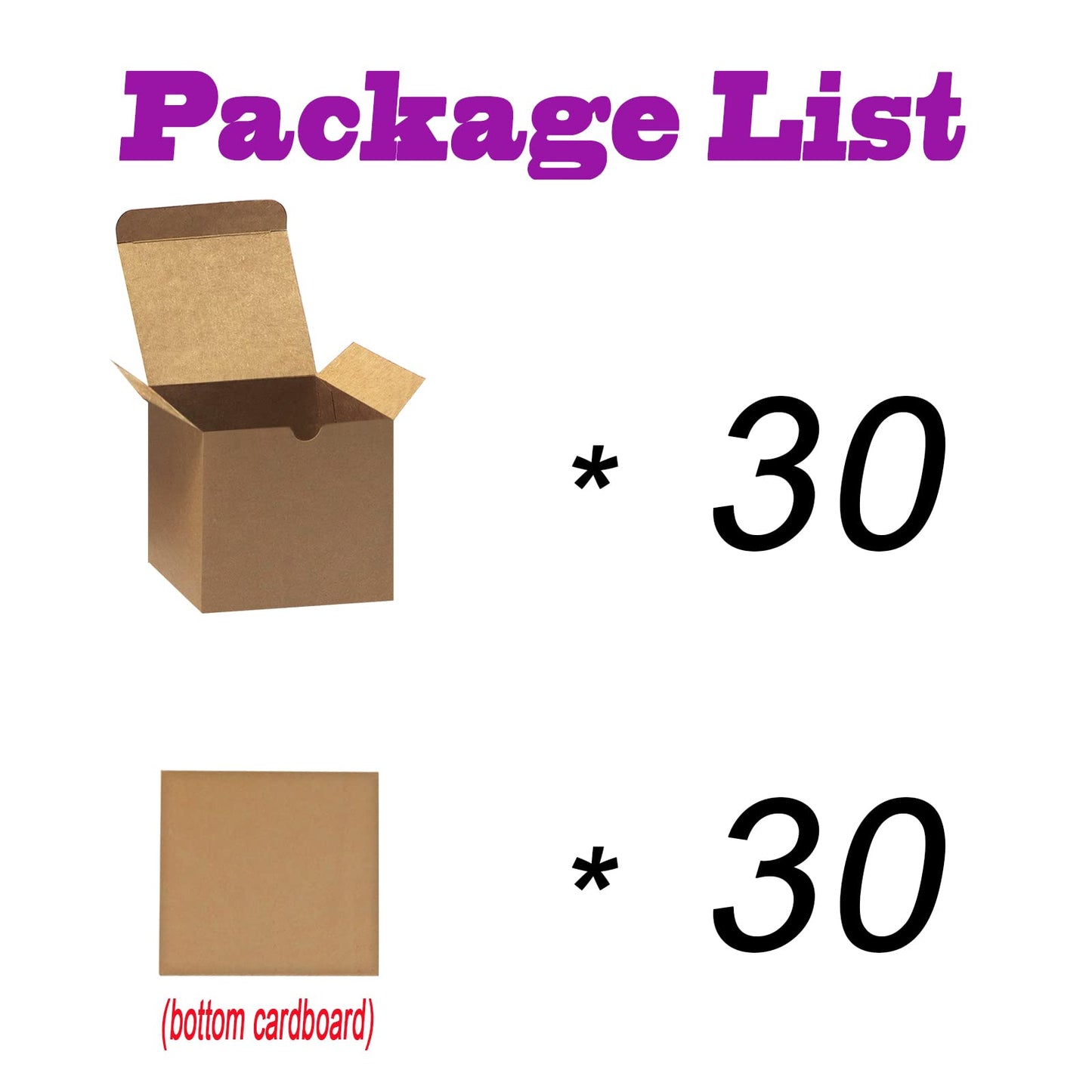 Bonfasvo Gift Boxes 30 Pack 4x4x4 inches Brown Fold Kraft Paper Boxes Bridesmaids Proposal Box Cupcake Boxes Easy Assemble Boxes with Lids for Wedding Birthday Party Christmas