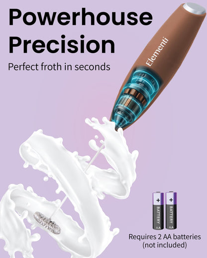 Elementi Portable Electric Milk Frother, Matcha Whisk, Milk Frother for Coffee Frother Electric Hand Blender, Mini Electric Whisk Small Hand Blender (Periwinkle)
