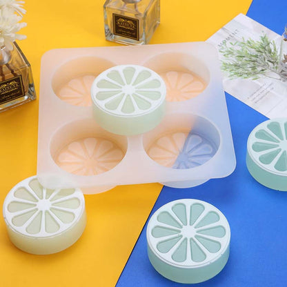 DD-life 2 Pcs 4 Cavity Lemon Slice Silicone Molds Orange Slice Silicone Molds for Handmade SoapCake Decorating DIY Fondant Candy Making Chocolate Pudding Mousse Cupcake Topper Birthday Party Moulds