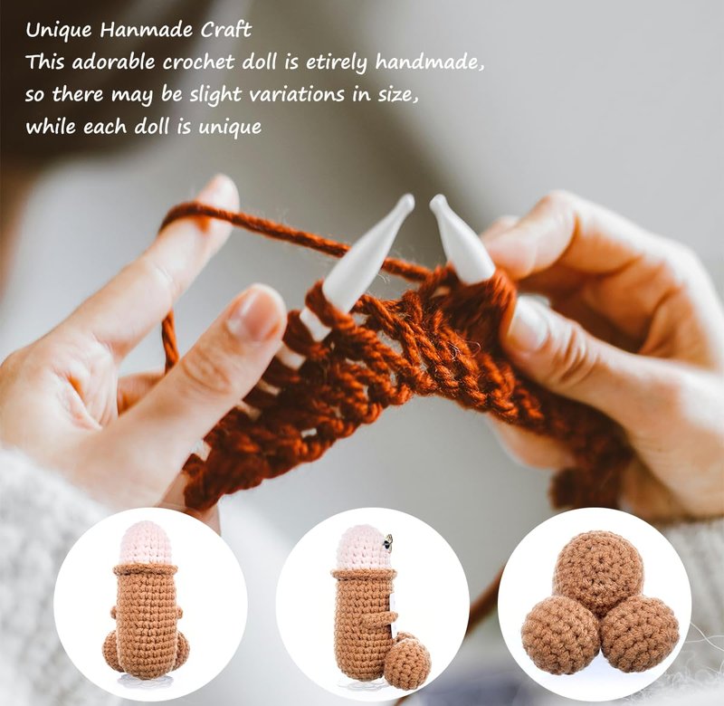 IYOOCSS Positive Crochet Emotional Support Pickle Plushies Weird Stuffed Animal Funny Things Gag Gifts for Men Friends, Boyfriends, Husband Adult (Brown JJ-1pcs)