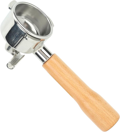 Coffee Portafilter with Double Spouts, 54mm Filter Basket, Solid Wood Handle, Fits Breville 870 880 Coffee Machine (C1