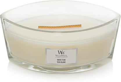 WoodWick Candle, Wax, White Teak, Ellipse Shape