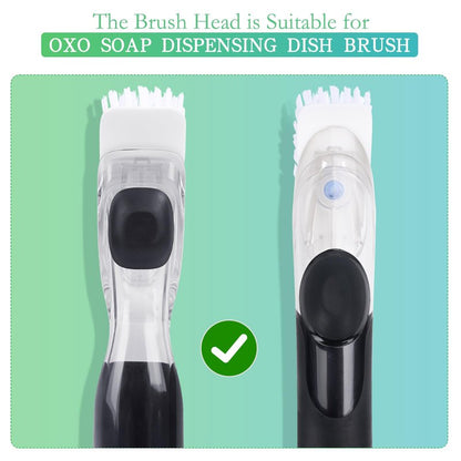 New Brush Refills for OXO New Soap Dispensing Dish Brush - 4 Pack Dish Brush Cleaning Soap Dispensing Head Replacement for Scrubber