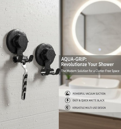 Suction Cup Hooks Razor Holder Powerful Vacuum Organizer for Towel, Razor, Coat, Bathrobe and Loofah 304 Stainless Steel Removable Hooks for Bathroom & Kitchen, Towel Hanger Storage (Black)