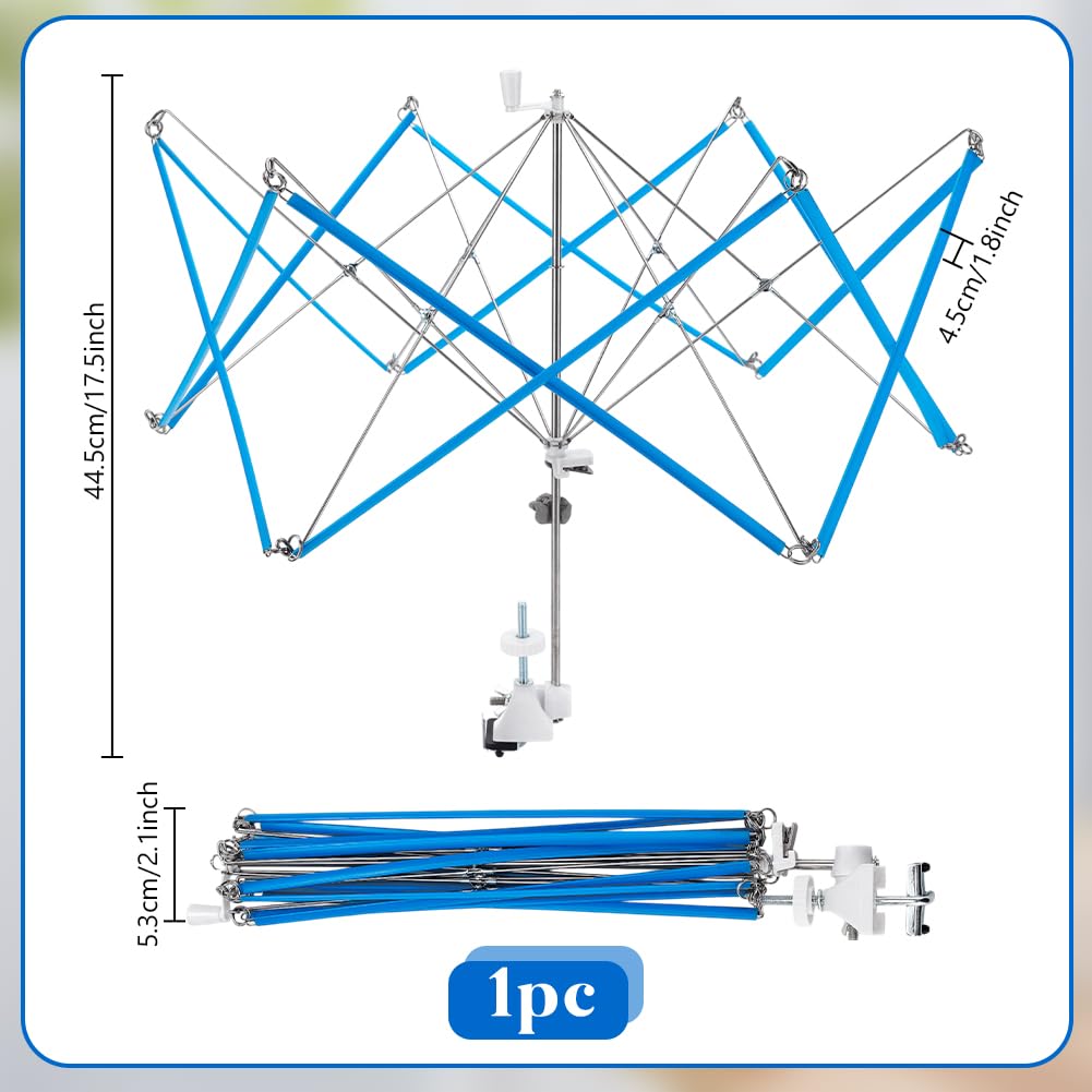 PH PandaHall Yarn Ball Winders for Crocheting Yarn Umbrella Swift Holder for Skeins Stainless Steel Hand Operated Bobbin Winder Flexible Foldable for Knitting Enthusiast, 17.5x2x1.8 inch
