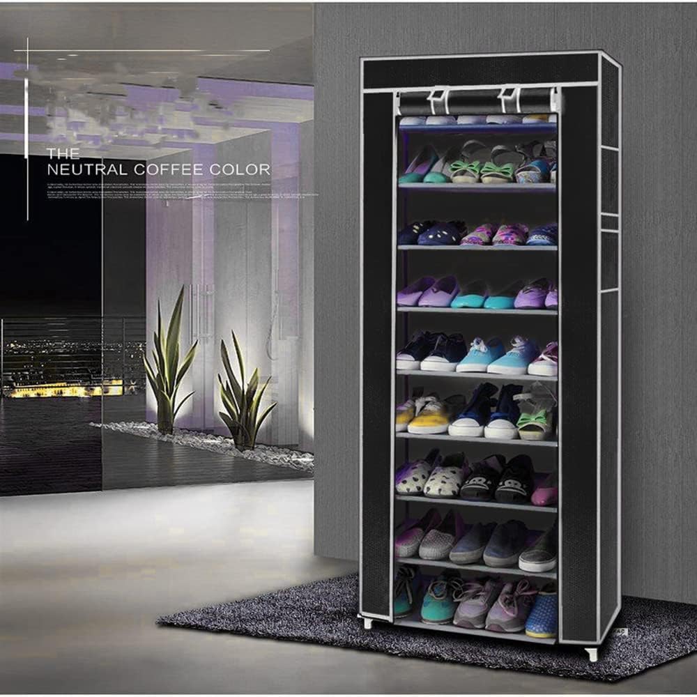 Generic 63" 10-Floor Closet, The Large Shoe Rack with dust Cover Shoe Rack with Covers on The Non-Woven Shoe Cabinet is