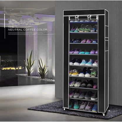 Generic 63" 10-Floor Closet, The Large Shoe Rack with dust Cover Shoe Rack with Covers on The Non-Woven Shoe Cabinet is