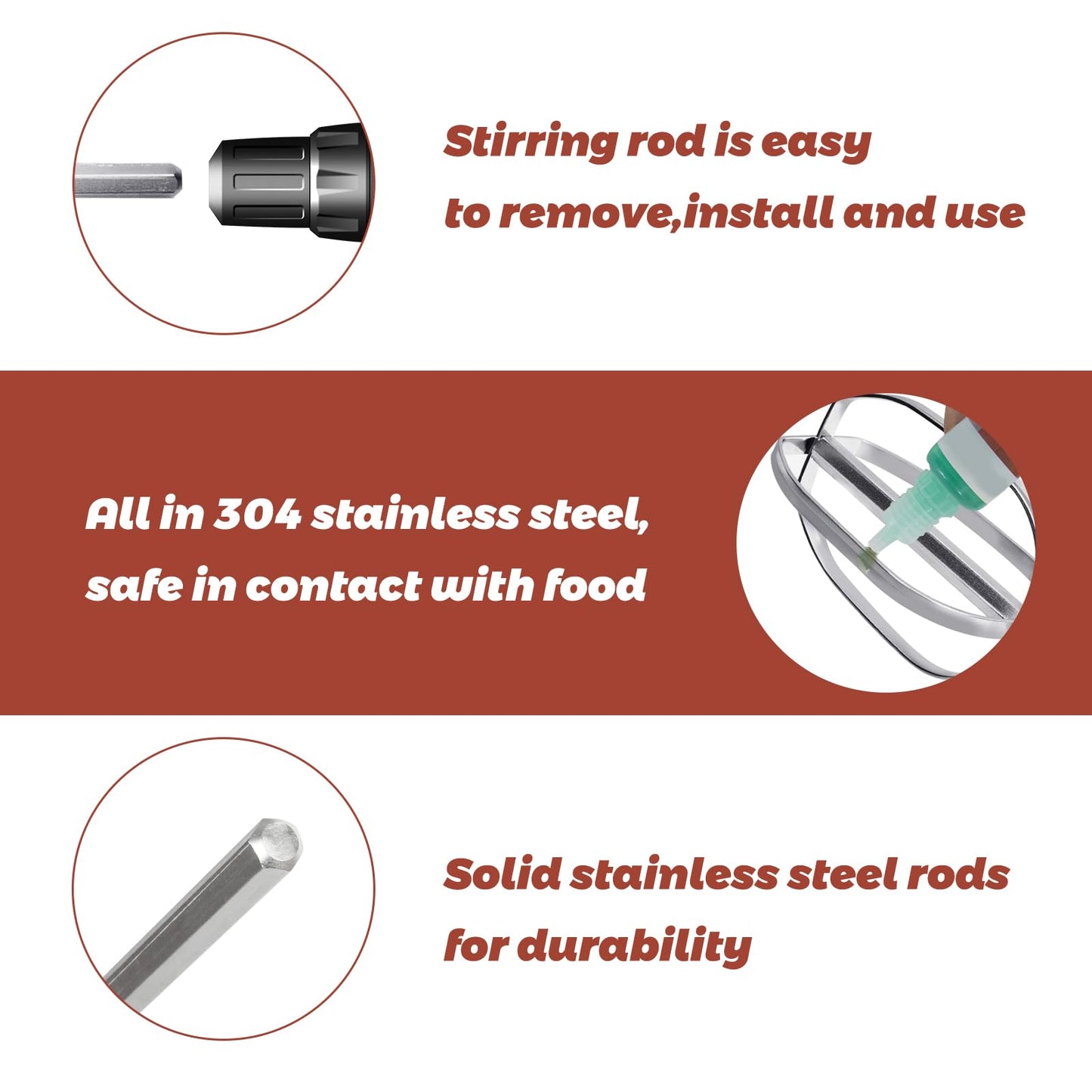 Hand Mixer Beaters used with Standard Hand Drill,Meat Chopper,Hamburger Chopper,Potato Masher,304 Stainless Steel Meat Whisk for Stirring Eggs,Chocolate,Butter,Patties and Cream