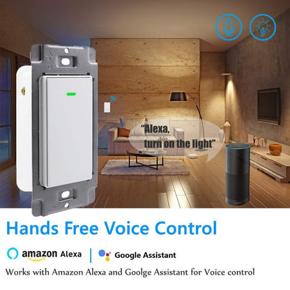 Nexete Smart Wi-Fi Double Light Switch, 2 in1 Single Pole Switch Compatible with Alexa Google Assistant & IFTTT,Remote Control, Timing Function No Hub Required (1-Pack Double)