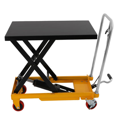 Hydraulic Scissor Lift Table 500lbs, Heavy Duty Steel Platform Cart with Locking Wheels, Adjustable Height 28.5" for Warehouse, Factory Material Handling
