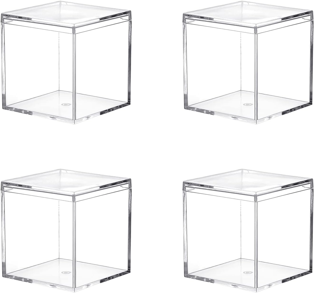 Acrylic Box with Lid, 4 Pack Small Square Container 2.2x2.2x2.2 Inch for Candy, Pill, and Tiny Jewelry Storage