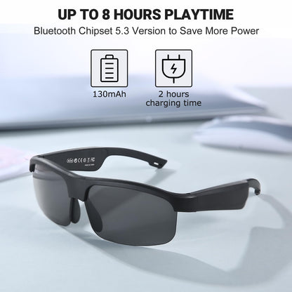 Smart Glasses, Polarized Bluetooth Sunglasses, Built-in Mic & Speakers, Voice Assistant, UV Protection Audio Sun Glass