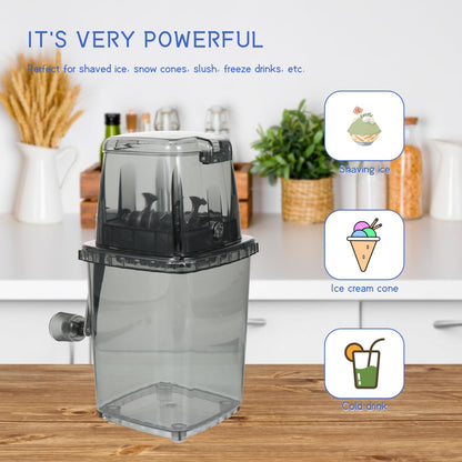 ARTIBETTER Manual Ice Crusher Portable Hand Crank Ice Grinder for Home Kitchen Bar Use - Compact Multifunctional Chopper for Shaved Snow Cones Slush Drinks - Transparent Cover Design