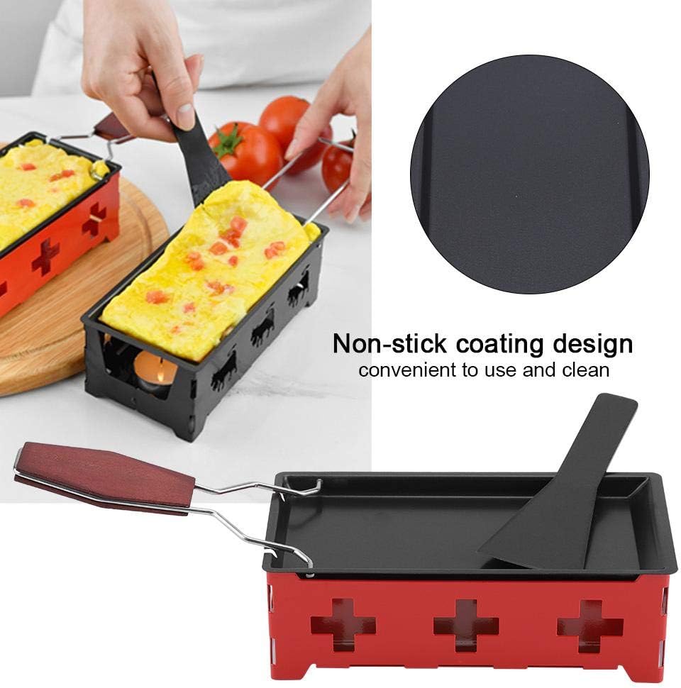 Portable Raclette Table Grill, Non-Stick BBQ Cheese Melt Pan with Foldable Handle for Home Kitchen Grilling Tool