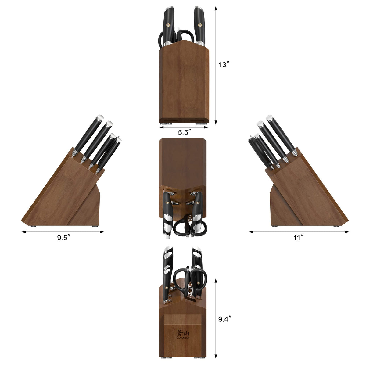 Cangshan L Series 10-Piece Knife Block Set, Forged German Steel, Black, 1027440