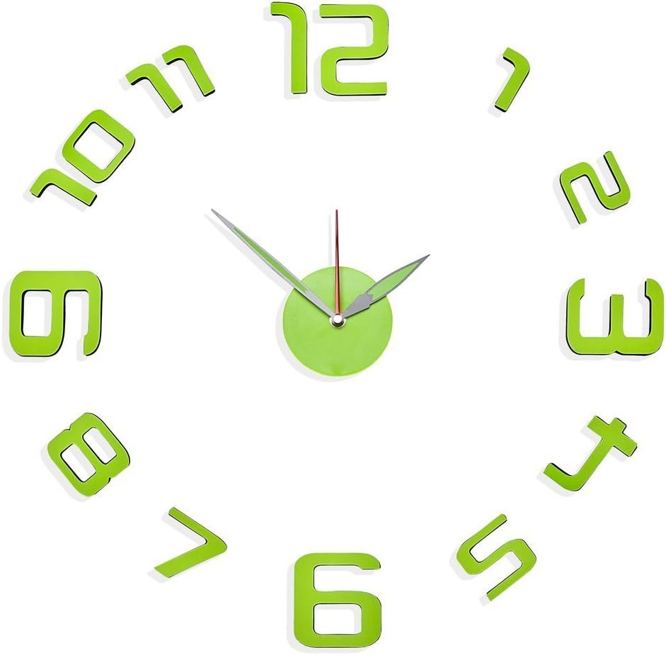 Philip Whitney Green Color Numbers Design Adhesive DIY Modern Wall Clock