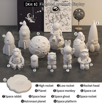 Space Planet Resin Molds Silicone，【12-piece Set】 Epoxy Resin Space Astronaut Silicone molds,3D Resin Spaceballs Molds, Small Rocket Silicone Model, Space Rabbit DIY Gift Sets for Teens (【Kit 5】)