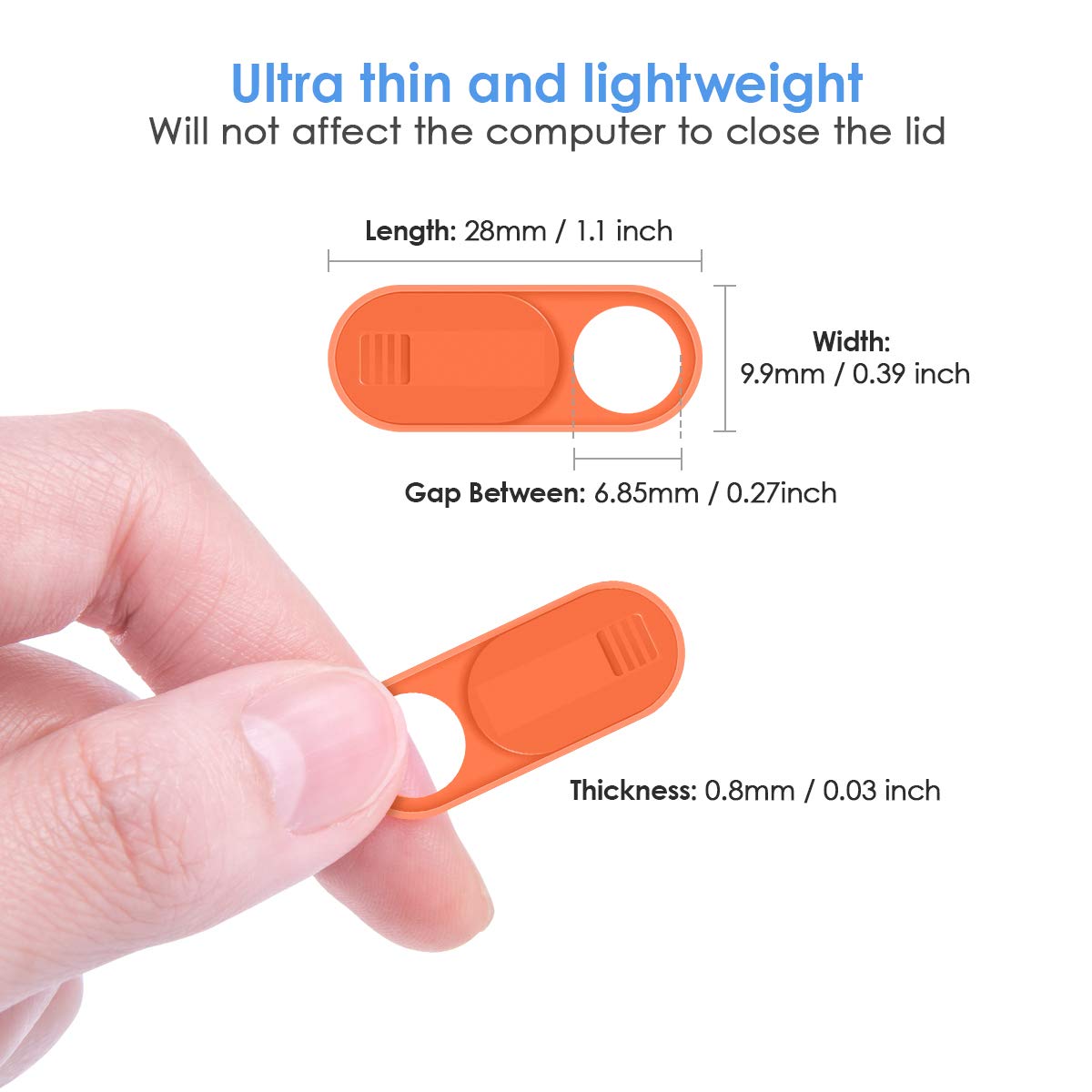 Laptop Camera Cover Slide 0.028-Inch Ultra-Thin Webcam Cover Blocker for MacBook, iMac, Laptop, Desktop, PC, iPad, Smart Phone Protect Your Privacy and Security（Orange/Yellow/Purple-3 Pack）