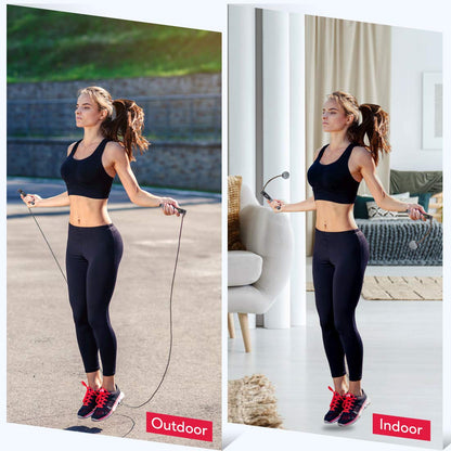 Te-Rich Weighted Skipping/Jumping Rope with Counter for Men Women Kids Fitness Exercise Training - Heavy Handles, Adjustable Length - Cordless