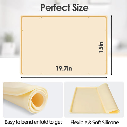 TOHONFOO Silicone Coffee Mat with Lip, 19.7'' x 15'' Heavy Duty Bar Mat, Coffee Tray for Countertop Fit Under Machine Pot Espresso Machine, Grey